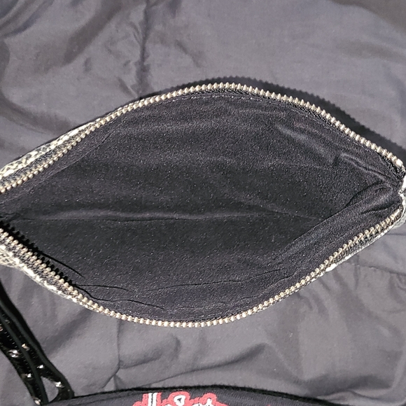 Express Wristlet Clutch Fabric Faux Snakeskin Makeup Bag - Picture 5 of 8